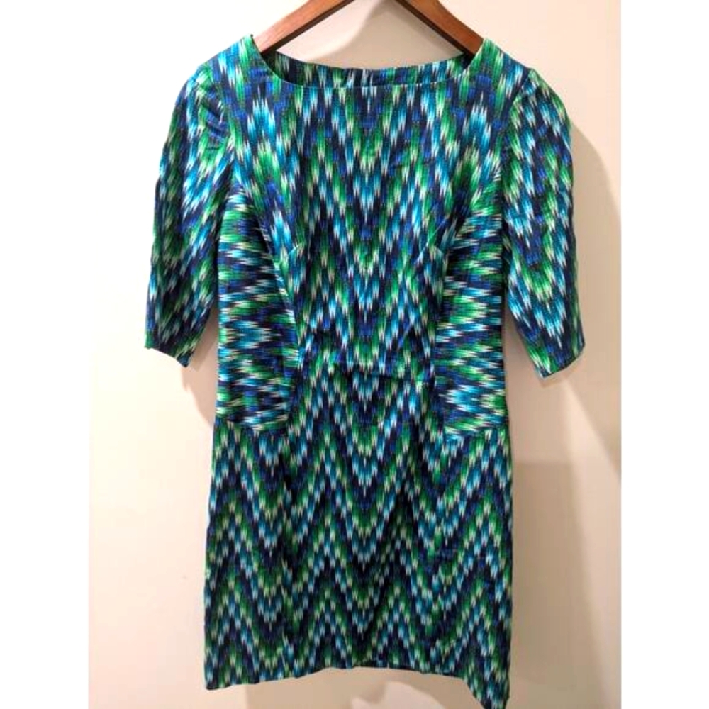 MILLY Blue Green Carina Sheath Dress